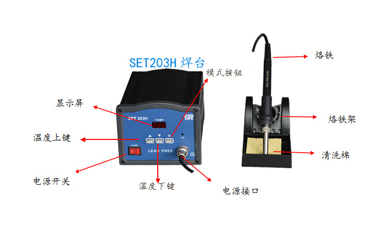 SET203H大功率高溫無鉛焊臺功能介紹